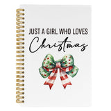 ANIANG Just a Girl Who Loves Christmas Spiral Notebook, Christmas Journal, Christmas Bow 5.5inchx8.3inch 164pages Lined Notebooks Coll