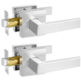 RAZCC Square Passage Door Lever, Heavy Duty Interior Door Handles for Hallway& Closet Non-Locking Door Knob in Satin Nickel Keyl