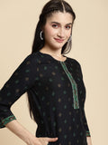 Rangita Women'S Rayon Straight Kurti, Navy Blue, 46