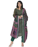 Anni Designer Women'S Rayon Blend Straight Printed Kurta With Pant & Dupatta (Muguri Green_Xl_Green_X-Large),Green,XL,,,