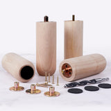 DWYL & LWYD 6 Inch Solid Wood Furniture Legs Set of 4 - Heavy Duty Replacement Feet & Risers for Sofa,Couch, Bed,Table - Unfinis