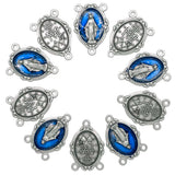Miraculous Medal Rosary Center Beads | Blue or Silver-tone | Great for DIY Rosaries, Jewelry, and Chaplets | Catholic Religious