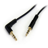 StarTech.com 1 ft. (0.3 m) Right Angle 3.5 mm Audio Cable 3.5mm Slim Audio Cable Male/Male Aux Cable (MU1MMSRA), Black