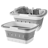 MINDFARGE Portable Folding Plastic Bath Caddy with Handle, Perforated, Travel Bathroom Organizer for Bedroom, Bathroom, Shower,