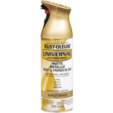 RustOleum 353093 Universal All Surface Metallic Spray Paint, 11 oz, Matte Sunlit Brass