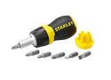STANLEY Multi Screwdriver, Stubby Ratcheting, Including 6 Interchangeable Bits (66358)
