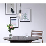 Living District Indoor Modern Home Decorative Bright Ceiling Pierce 1 Light Black And Clear Seeded Glass Pendant