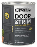 RustOleum 369387 Advanced Dry Door & Trim Paint, Quart, Satin Alpine Gray
