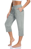TARSE Yoga Pants for Women Plus Size Capri Pants Pockets Stretch Loose Capris Casual Sport Activewears Sweatpants (Heather LightGray 3XL)-New