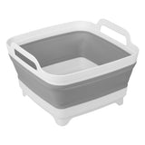 Tiawudi Dishpan for Washing Dishes, 2.4Gal/9L Wash Basin with Draining Plug Carry Handles, Collapsible Bucket for Cleaning, Port