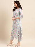 Anni Designer Women'S Cotton Blend Printed Straight Kurta With Pant (Nand Blue-Nwg_L_Blue_Large),Blue,L,Cotton Blend,Regular,Kurta