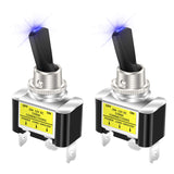 DaierTek 12V Blue LED Lighted Toggle Switch 30 Amp 12 Volt Toggle Switch SPST ON Off 2 Position 3pin for Automotive Car Truck -2