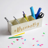 Elan Metal Dream Big Desk Organizer, 4 Compartments, Pen and Makeup Stand, Off White