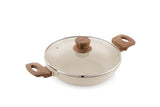 ANJALI Crema Dusk NonStick Kadai with Glass Lid 2 Litre Capacity, Premium Nonstick Coating, Even Heat Distribution, Durable &