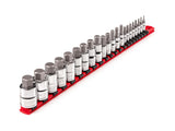 TEKTON 1/4, 3/8, 1/2 Inch Drive Hex Bit Socket Set with Rail, 22-Piece (2-19 mm) | SHB99102