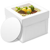 3pcs Cake Boxes, 10x10x8 Inch Cake Box With Viewing Window and Cake Board and Stickers, Tall Cake Box, Suitable for Birthday, Pa
