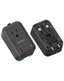 PAEWOK Travel Adapter PD 20W, Mini Universal Travel Adapter with 1 AC Outlet and USB Fast Charging, Ultra Thin International Plu