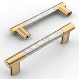 Amerdeco 10 Pack Brushed Nickel and Gold Knurled Cabinet Pulls 3.75 Inch Hole Center Brushed Brass Kitchen Cabinet Handles for D