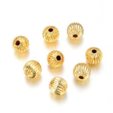 100pcs Beautiful Adabele Tarnish Resistant 8mm Gold Corrugated Melon Pattern Loose Round Beads Metal Spacer (Hole Size 1.5mm) fo
