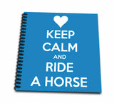 3dRose db_171903_2 Keep Calm and Ride a Horse, Blue and White Memory Book, 12 by 12Inch
