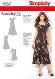 Simplicity 1537 Amazing Fit Womens Dress Sewing Pattern, Sizes 1018