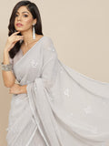 Womanista Womens Georgette Saree With Mirror Work (Ti2830_Grey)