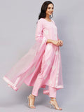 Anni Designer Women'S Cotton Blend Embroidered Straight Kurta With Pant & Dupatta (Weekend Pink_M_Pink_Medium),Pink,M,Cotton Blend,Anarkali,Kurta, Scarf