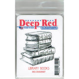 Deep Red Stamps Library Books Rubber Cling Stamp 2.1 x 2.1 inches