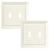 2-Pack Classic Beadboard Double Toggle Light Switch Cover Plate, Unbreakable Polycarbonate Decorative Switch Plate Covers, Light