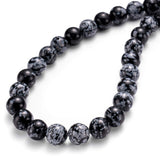 BEADIA Natural Snowflake Obsidian Stone Round Loose Semi Gemstone Beads for Jewelry Making 6MM 61PCS