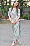Anni Designer Women'S Cotton Blend Printed Straight Kurta With Pant Pack Of 2 (Combo-Disini-Excel Pink_M_Multi_Medium),Multicolour,M,Cotton Blend,Regular,kurta