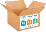 IDL Packaging Medium Corrugated Shipping Boxes 14L x 14W x 8H (Pack of 10) - Prime Choice of Strong Packing Boxes for USPS, UPS,