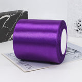 Purple Ribbon 4 Inch Wide - 25 Yards Purple Satin Ribbon for Ribbon Cutting Ceremony Grand Opening, Wedding Chair Sash, Gift Wra