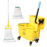 Side Press Wringer Combo Commercial Floor Cleaning Mop Bucket on Wheels