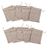 HEAVENGLOW 10 x Linen Jute Sack Jewelry Daisy Pouch Drawstring Gift Bags Wedding Favour