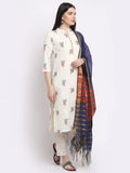 Anni Designer Women'S Cotton Straight Kurta With Pant & Dupatta (Kptd-Cot-10004-White_Xxl_White_Xx-Large),White,2XL,Cotton Blend,Straight,Kurta, Pants, Scarf