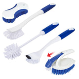 CELOX Kitchen Scrub Brush Set with Ergonomic Handle, Deep Cleaning Brushes, Include Dish Brush (6, White Blue)