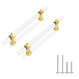 Haliwu 10 Pack Gold Acrylic Handles for Dresser Drawers Pulls with Gold Clear Acrylic Pulls for Kitchen Hardware for Cabinets,5