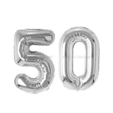 Rozi Decoration 32 Inch Number Foil Balloon Helium Quality (Pack of 2 Unit) (Silver50)