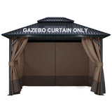 COWVIE 4-Panel 10 x 12 Gazebo Replacement Curtains, Patio Privacy Sidewalls with Double Zipper, Replacement for Outdoor Gazebo Canopy (Curtain Only)