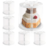 6Pcs 8.5*9.5inch Round clear cake boxes with Ribbon,Ideal for 7inch and 6inch Tall Layer Tiered Cakes,Multi-Layer cake boxes for
