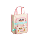 Snappsy School Tote Bag MultiCompartment Tote Bag With Side Pockets Structured For Students, Kids, Art Class Pink
