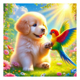 SJUTOUCI Dog and Parrot Diamond Art Painting Kits for Adults, Diamond Art Kits for Beginners, 5D DIY Full Drill Gem Craft for Ho