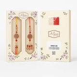 Store Indya Premium Designer Peach Rakhi Set Of 2 With Roli Chawal For Bhaiya Bhabhi Traditional Lumba Set, Thread Rakhi With S,Nylon,Multicolor