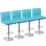 SUPER DEAL Bar Stools Set of 4 for Kitchen Island, Modern PU Leather Swivel Adjustable with Square Back Counter Height Swivel Ba