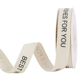 Best Wish for You Cotton Ribbon, 5/8 x 10 Yards Cream White Herringbone Ribbons Soft Fabric Ribbon for Gift Wrapping
