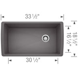 Blanco Diamond Silgranit Super Single Bowl Undermount - Cinder