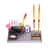 Rasper Office Pen Stand With Visiting Card Holder Stand Desk Organiser Stylish Acrylic Pen Stand Pen Pencil Holder Stand For Off
