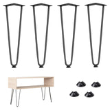 Genius Iron Hairpin Table Legs 14 inch, 3/8 Solid Metal Steel Firm Welding Home DIY for Coffee Table, Side Table with Rubber Flo