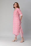 Gosriki Women'S Cotton Blend Printed Straight Kurta With Pant (Funnu Pink-Nw-Gs_Xxl_Pink_Xx-Large),Pink,2,B0BTVSR3T4